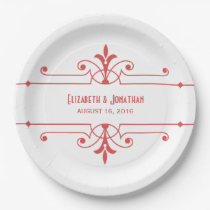 Red v2 Fancy Ornamental Paper Plates