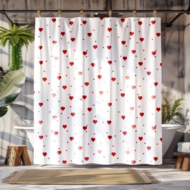 Red Valenties hearts Pattern Shower Curtain (Creator Uploaded)