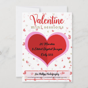 Red Valentine Gold Mini Sessions Photography Invitation