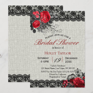 Red Valentine & Gothic Bridal Shower Invitation