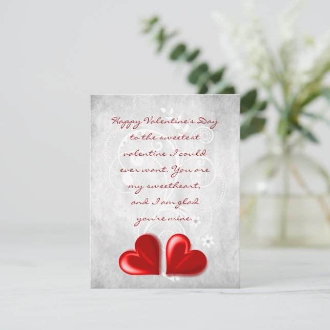 Red Valentine Hearts Flat Note Card (Standing Front)