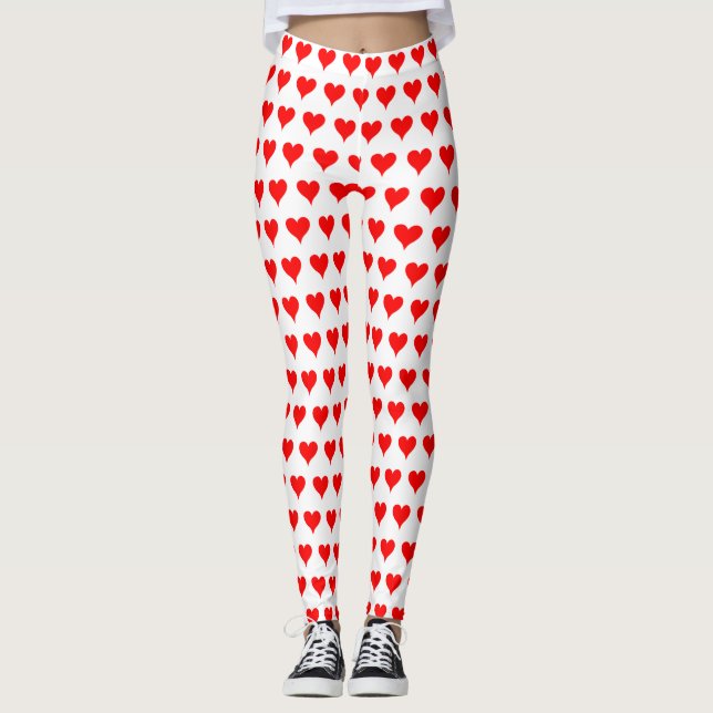 Red Valentine Hearts  Leggings (Front)