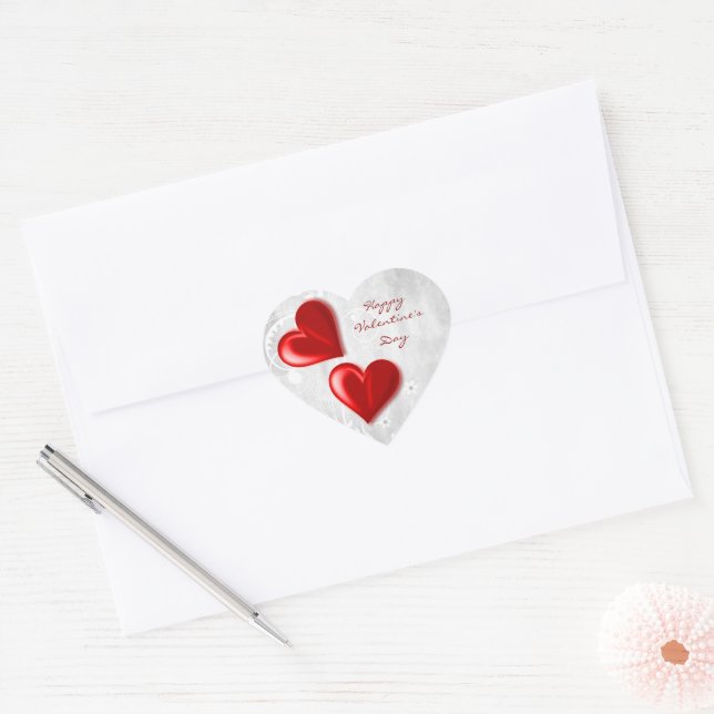 Red Valentine Hearts Sticker (Envelope)