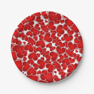 Red Valentine Sweetheart Valentine's Day Party Paper Plate