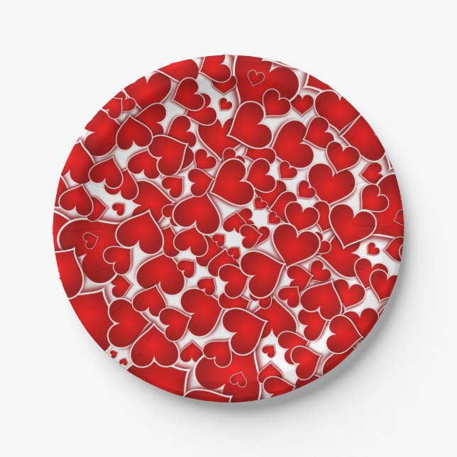Red Valentine Sweetheart Valentine's Day Party Paper Plate (Front)