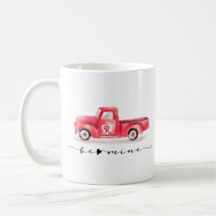 Red Valentine Watercolor Vintage Truck Be Mine Coffee Mug