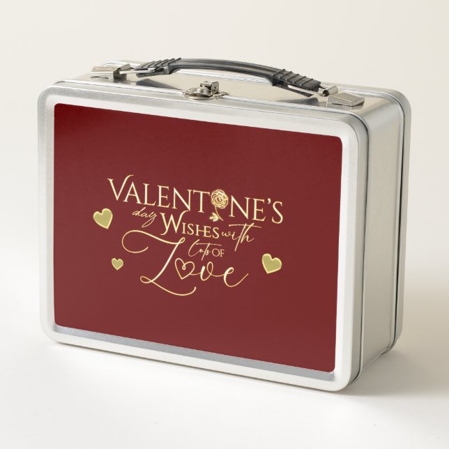Red Valentine's Day Gifts Metal Lunch Box (Front)