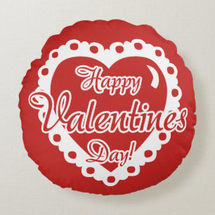 Red Valentines Day - I LOVE YOU Round Cushion
