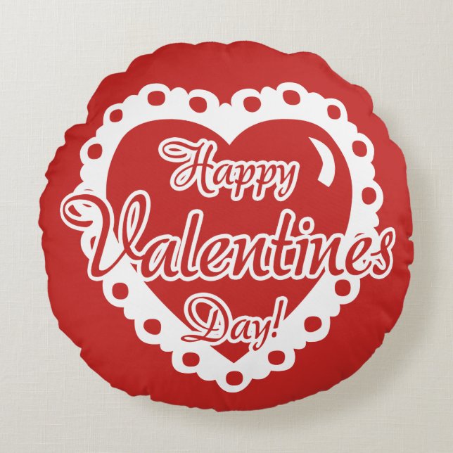 Red Valentines Day - I LOVE YOU Round Cushion (Front)