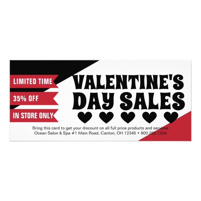 Red Valentine's Day Sales Promo Rack Card (Front)