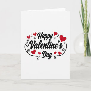 Red Valentines Day Script Hearts Card