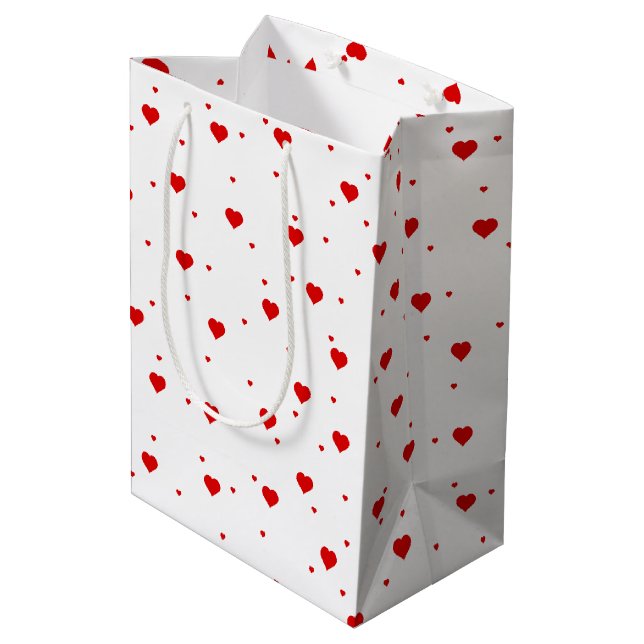 Red Valentines hearts pattern Medium Gift Bag (Back Angled)