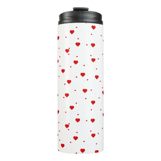 Red valentines Hearts Pattern Thermal Tumbler (Front)