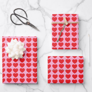 Red Valentines Hearts Wrapping Paper Sheet
