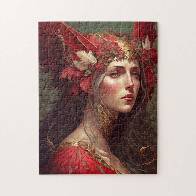 Red Valkyrie Woman Fantasy Jigsaw Puzzle (Vertical)