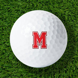 Red Varsity Monogram Golf Balls