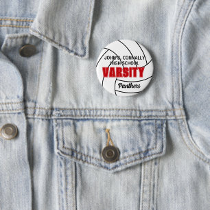 Red Varsity Volleyball Custom High School Spirit 6 Cm Round Badge