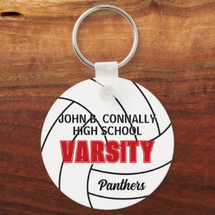 Red Varsity Volleyball Custom High School Team Key Ring