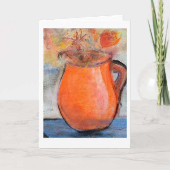 Red Vase Note Card in Brad Hines Pastel Painting (Front)