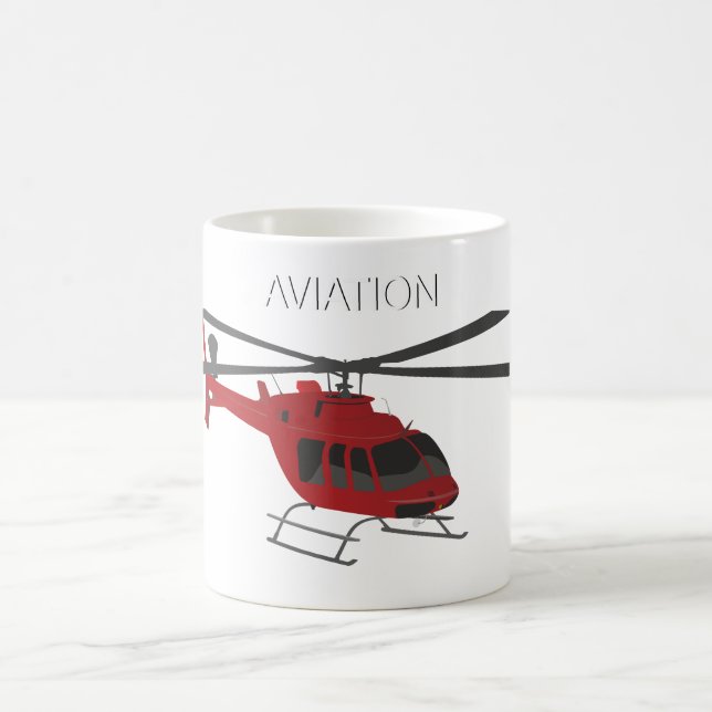 Red Vector Helicopter Coffee Mug (Center)
