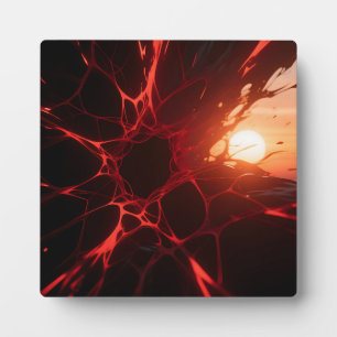 Red Veins Sunset Abyss Plaque