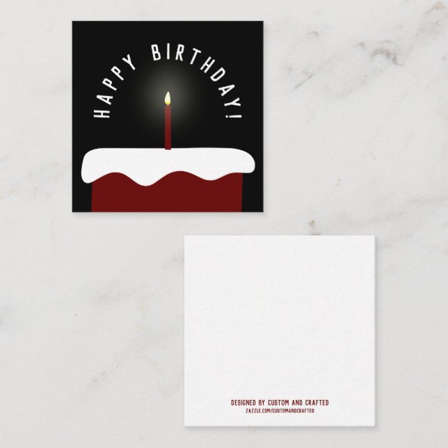 Red Velvet Birthday Cake Lit Candle Happy Birthday Card (Front/Back)