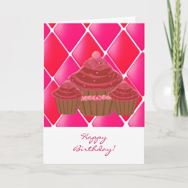 Red Velvet Birthday Cupcakes Card (Front)