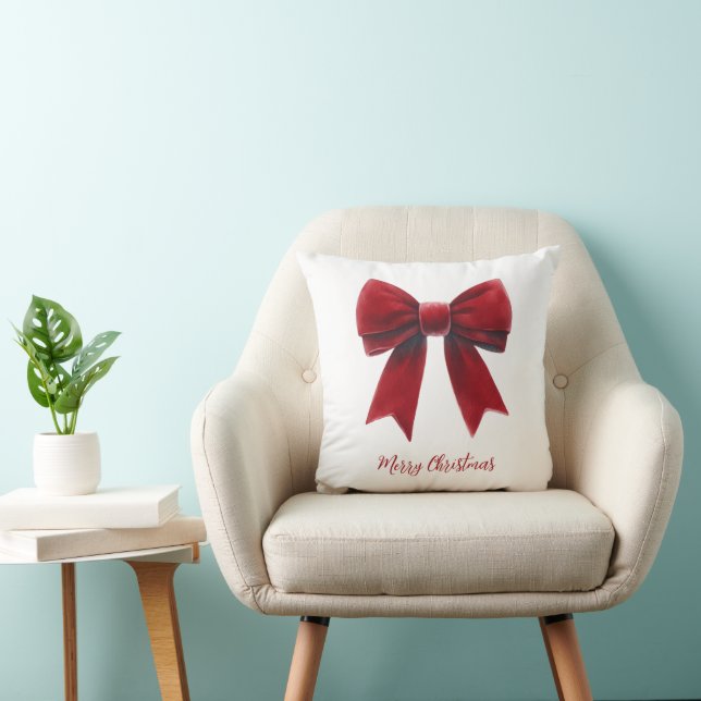 Red Velvet Bow Classic Christmas Cushion (Chair)