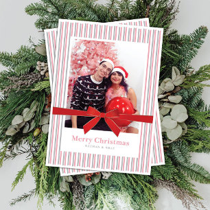 Red Velvet Bow Photo Christmas Card