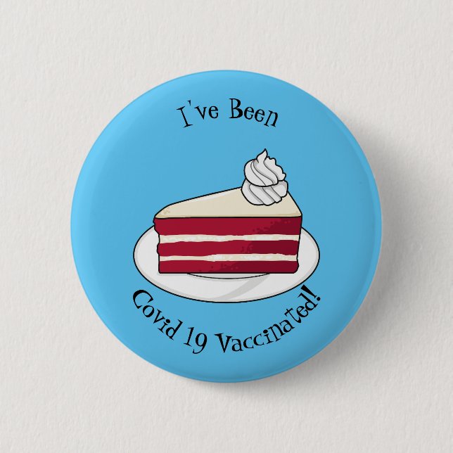 Red velvet cake cartoon illustration 6 cm round badge (Front)