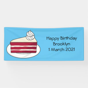Red velvet cake cartoon illustration banner