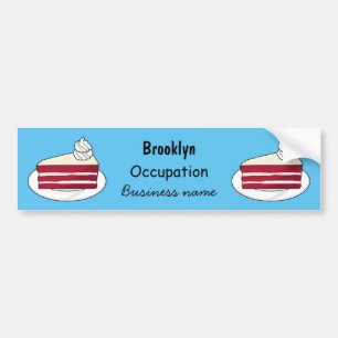 Red velvet cake cartoon illustration bumper sticker
