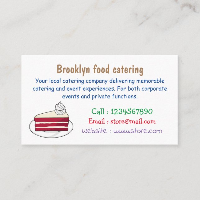 Red velvet cake cartoon illustration business card (Front)
