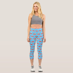 Red velvet cake cartoon illustration capri leggings