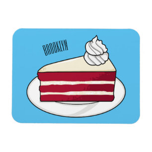 Red velvet cake cartoon illustration magnet