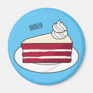 Red velvet cake cartoon illustration magnet