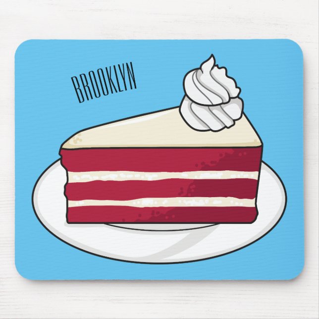Red velvet cake cartoon illustration mouse mat (Front)