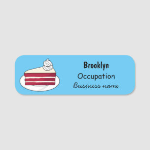 Red velvet cake cartoon illustration name tag