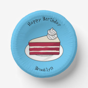 Red velvet cake cartoon illustration paper plate