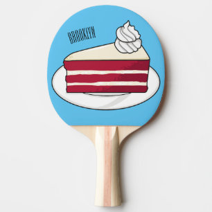 Red velvet cake cartoon illustration ping pong paddle