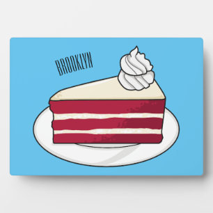 Red velvet cake cartoon illustration plaque