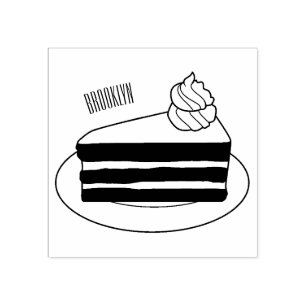 Red velvet cake cartoon illustration rubber stamp