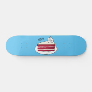 Red velvet cake cartoon illustration skateboard