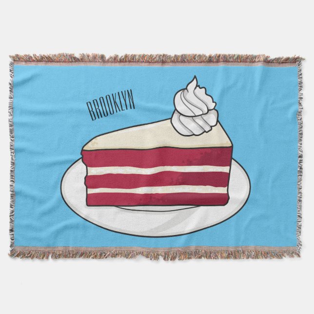 Red velvet cake cartoon illustration throw blanket (Front)