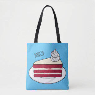 Red velvet cake cartoon illustration tote bag