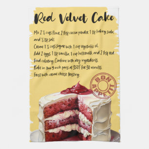 Red Velvet Cake Recipe Tea Towel