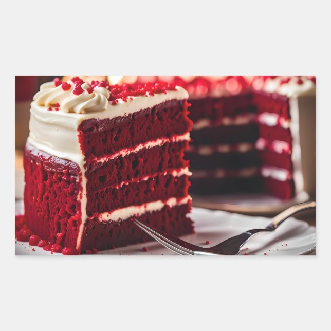Red Velvet Cake Rectangular Sticker (Front)