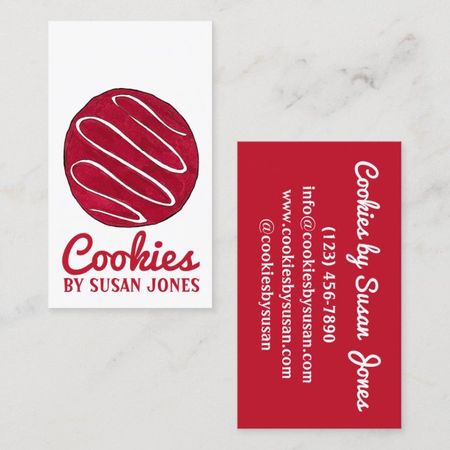 Red Velvet Cookie Bakery Pastry Chef Business Food Business Card (Front/Back)
