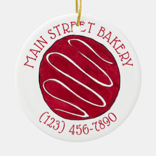 Red Velvet Cookie Business Bakery Bake Shop Baking Ceramic Tree Decoration