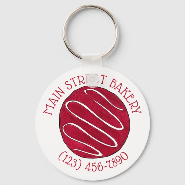 Red Velvet Cookie Business Bakery Bake Shop Baking Key Ring (Front)